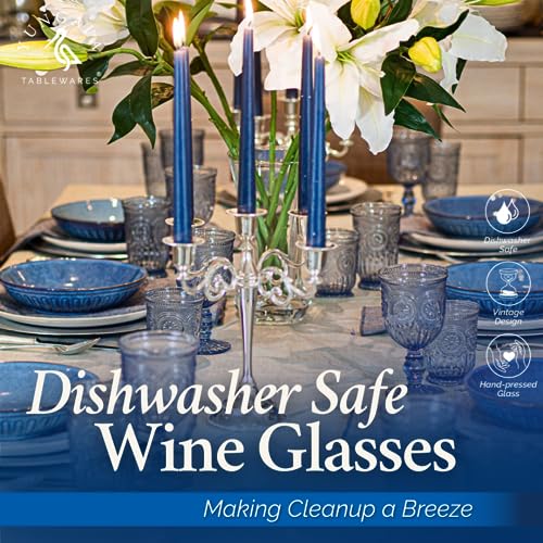 Yungala Vintage Glasses Set of 6 Blue Glassware Colorful Glassware & Drinkware