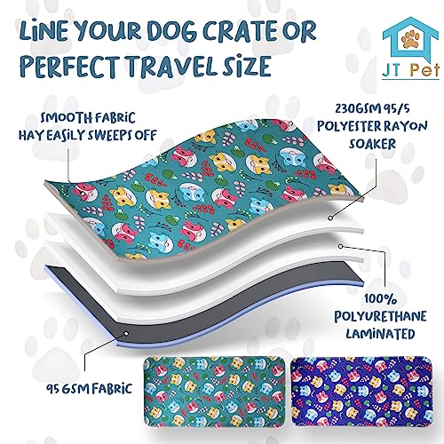 JT Pet Guinea Pig Cage Liner - Pack of 2 Washable Pee Pads for Dogs, Smooth Fleece Guinea Pig Bedding for Cage & Crates, Reusable & Waterproof Puppy Pee Pads - 47x24 Inches, Green Purple Piggies