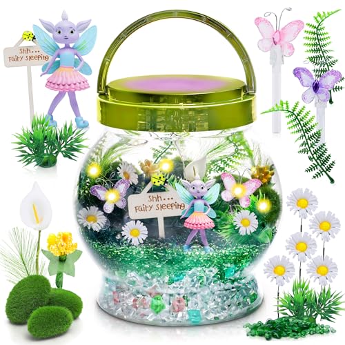 Fairy Garden Kit LightUp Terrarium Girls Crafts Toys Birthday Gift