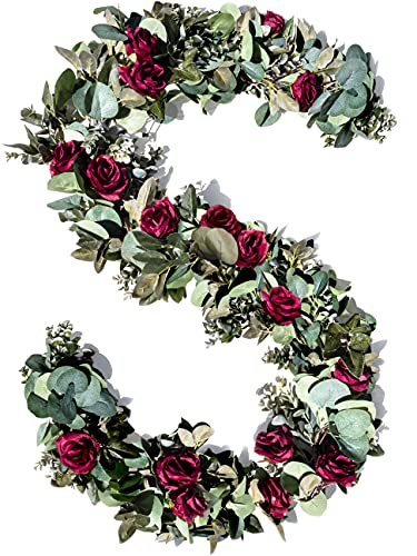 Wildivory Eucalyptus Garland With Flowers Floral Garland Greenery Rose Leaves