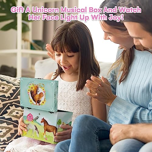 Jewelkeeper Horse Jewellery Storage Music Box & Little Girls Jewellery Set - 3 Horse Gifts for Girls, Musical Jewellery Box, Childrens Jewellery Box, Gifts for Kids