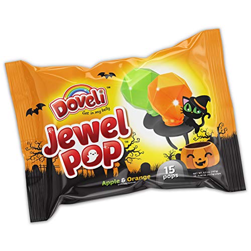 Doveli Jewel Pop Halloween Candy Orange Green Apple Individually Ring 15 Pack