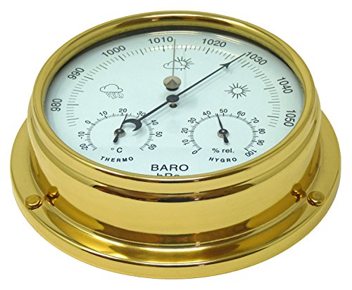 Tabic Brass Barometer with Built in Hygrometer and Thermometer Heavy