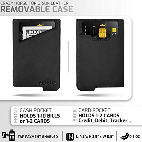 Fidelo Men Minimalist Wallet Hybrid Black Aluminum Carbon Fiber 2 Leather Cases