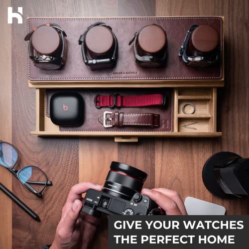 Holme & Hadfield Vegan Leather Watch Case Padding Rustic Brown Drawer Accessory