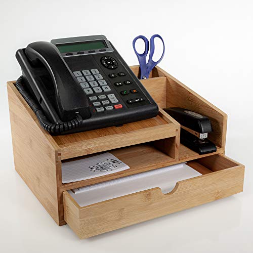 Prosumer's Choice Natural Bamboo Telephone Stands and Desk Office Shelves