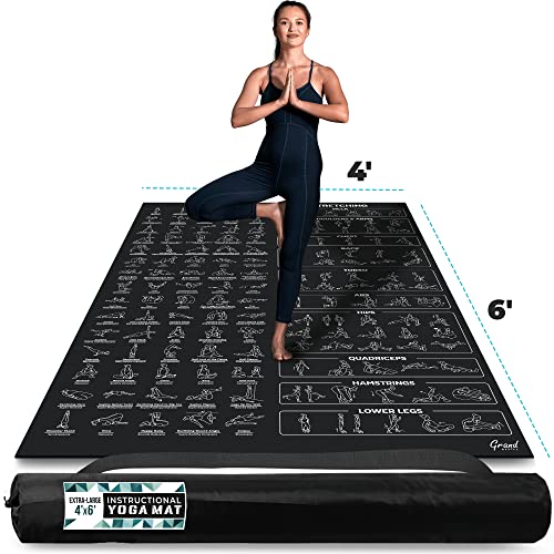 Extra-large 6 X 4 Instructional Yoga Mat With Poses Printed on It