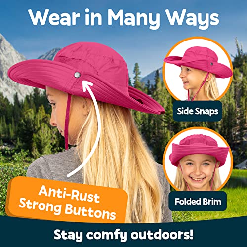 GearTOP UPF 50+ Kids Sun hat to Protect Against UV Sun Rays - Kids Bucket Hat and Sun Hats for Kids Camping Fishing Safari Pink