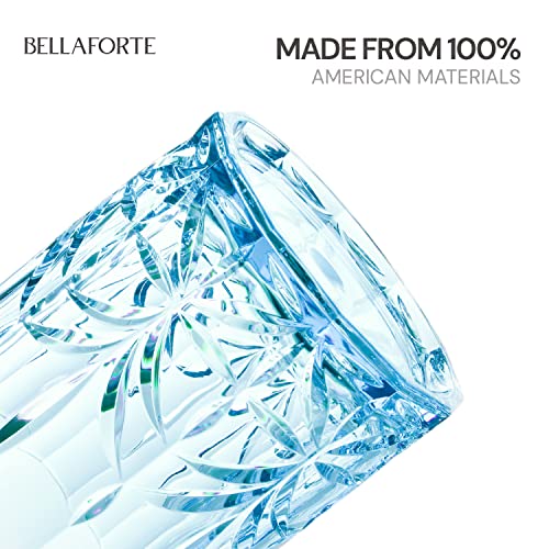 Bellaforte Shatterproof Tritan Plastic 4 13oz Drinking Glasses for Whiskey Blue