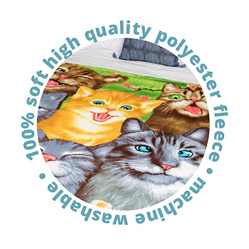 Dawhud Direct Cartoon Cat Fleece Blanket 50 X 60 Inch Kitten Throw