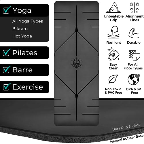 Plyopic Ultra Grip Pro Yoga Mat Extreme Alignment Line Long Wide Thick