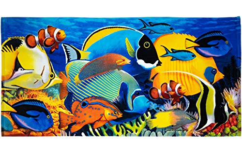 Dawhud Direct Coral Reef Tropical Fish Beach Towel 30x60 Inch
