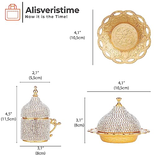 Alisveristime Ottoman Turkish Greek Arabic Cups With Saucer and Lid Gold