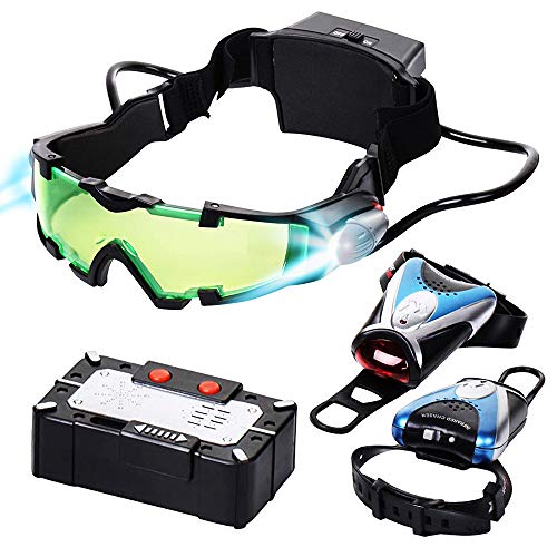 Dazmers Spy Gear Set for Kids - Night Vision Goggles for Kids and Spy Accessories Kit, Micro Voice Disguiser, Infrared Chaser Equipment - X Glasses Surveillance Toys for Kids 8-12 - Kids Spy Kit