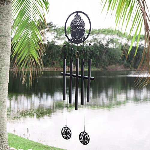 VP Home 28 Inch H Eternal Zen Buddha Wind Chimes Outdoor Garden Decor