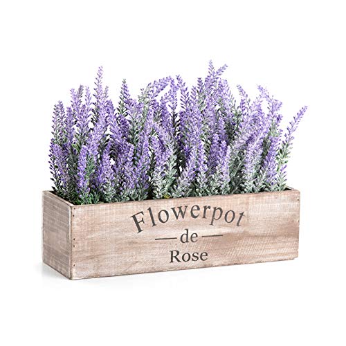 Velener Fake Lavender Plant With Tray 14 Inch Spring Decor Color Purple