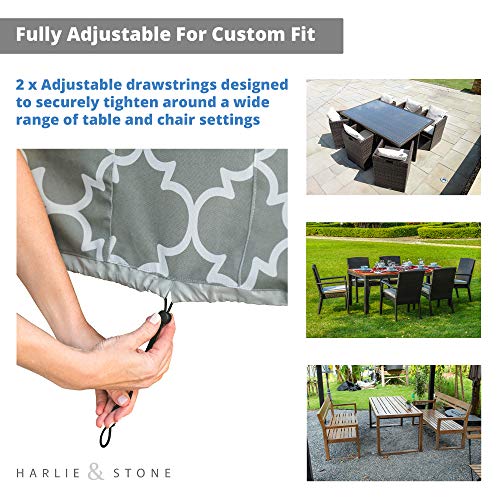 Harlie & Stone Rectangle Patio Table Cover, Heavy Duty Outdoor Table Covers Waterproof Rectangular, Durable & Fade Resistant Outdoor Dining Table Cover (Large 108”(L) x 84(W) x28(H)
