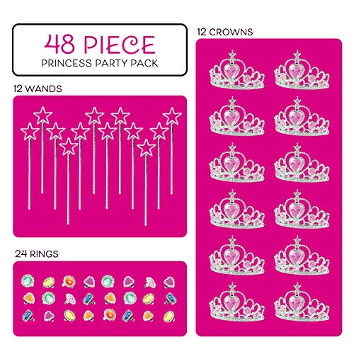 Princess Costume Set Crowns Wands Jewels Party Favor 12 Crowns 12 Wands 24 Rings
