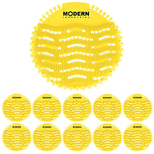 Urinal Screen & Deodorizer (10-Pack) by Modern Industrial - Fits Most Top Urinal Brands at Restaurants, Offices, Schools, etc. (Yellow Lemon)