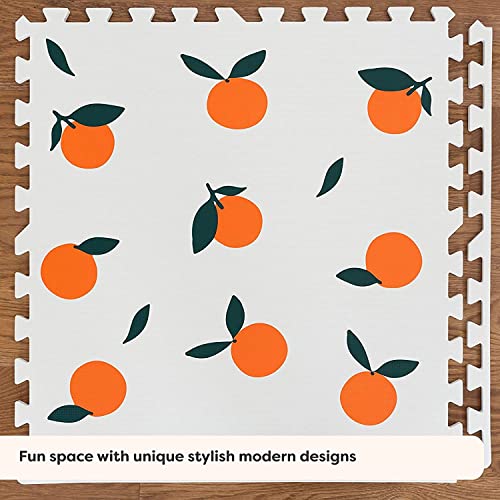 CHILDLIKE BEHAVIOR Baby Play Mat - Play Pen Tummy Time Mat & Crawling Mat Foam Play Mat for Baby with Interlocking Floor Tiles 72x48 Inches Puzzle- Baby Floor Mat Infants & Toddlers (X-Large, Oranges)