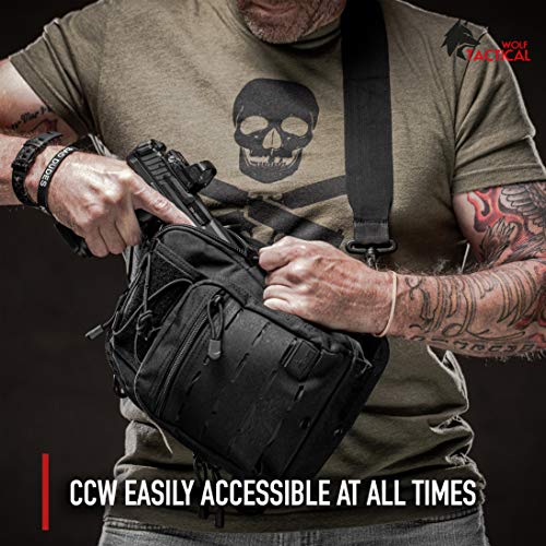 Wolf Tactical Compact Edc Sling Bag Shoulder Bag Multicam Black