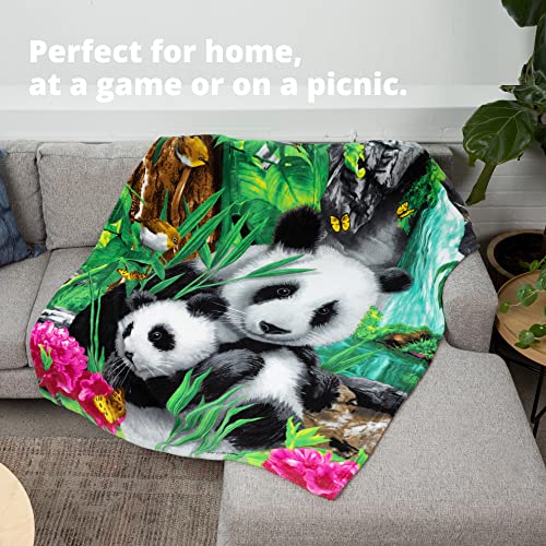 Dawhud Direct Precious Pandas Fleece Blanket for Bed Queen Size Blanket