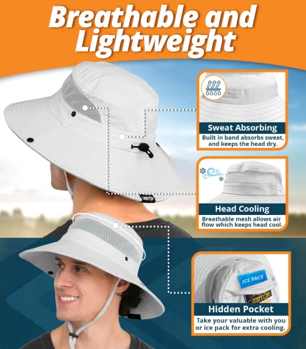 GearTOP Wide Brim Sun Hat for Men and Women - Mens Bucket Hats with UV Protection for Hiking - Bucket Hat for Women UPF 50+ (White, 7-7 1/2)