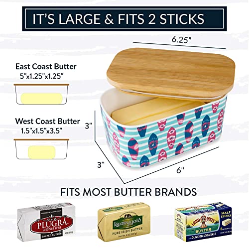 Butler & Chef Covered Butter Dish With Lid Bamboo Surfboard
