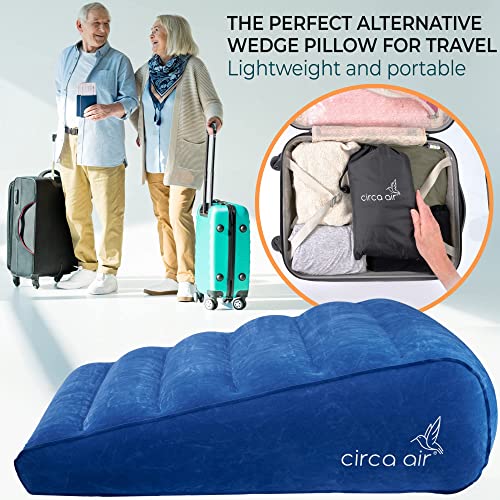 Inflatable Wedge Pillow for Travel Lightweight Portable Color Blue