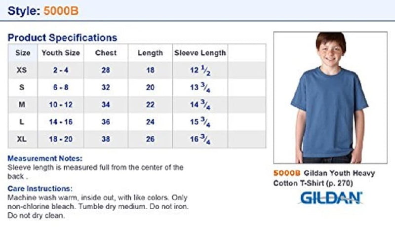 Gildan Youth Heavy Cotton T-Shirt Style G5000B 2-Pack White Small