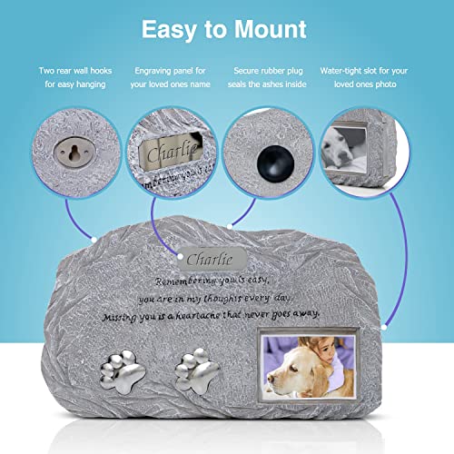 Just Fur Them Pet Memorial Urns for Dog Ashes with Photo, Pet Memorial Stones