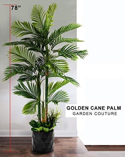 Artificial Tree Golden Cane Palm With Fiddle Leaf Foliage 78 Inch 6.5 Foot