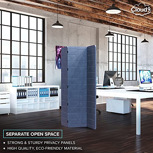 Cloud 9 Privacy Screen - 3 Panel, Blue, Pattern Finish (Room/Dividers/Now) | Room Screen Divider | Partition Room Dividers and Folding Privacy Screens