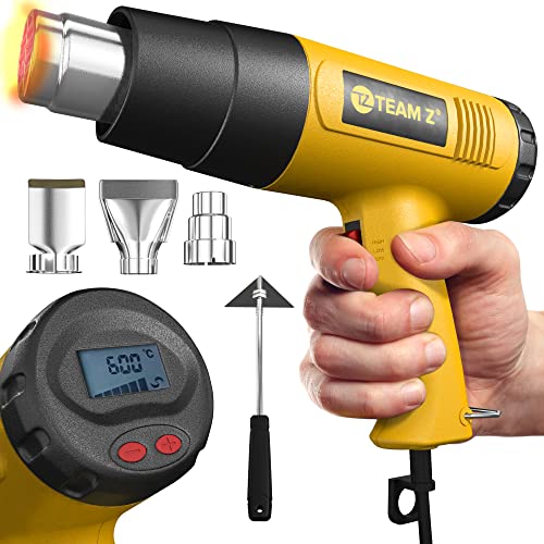 Adjustable 1800W Heat Gun Kit 212°F to 1112°F Fast Heating Heavy Duty Hot Air Gun, LCD Display with 4 Nozzles SET TEMPERATURE