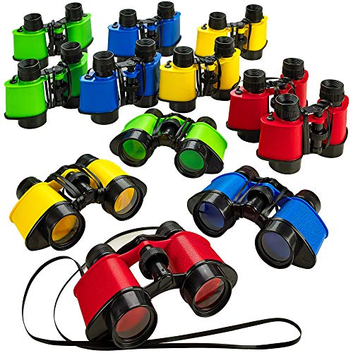 Kicko 12 Toy Binoculars for Kids with Neck String | Novelty Party Favors, Wildlife, Outdoor, Play | 3.5" x 5"