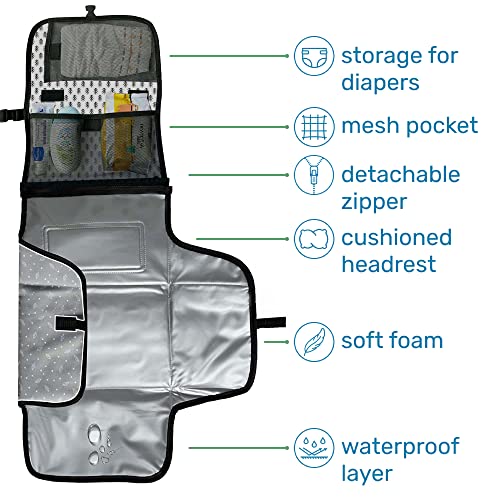Enovoe Portable Changing Pad Waterproof Grey Arrow Design Convenient Durable Baby