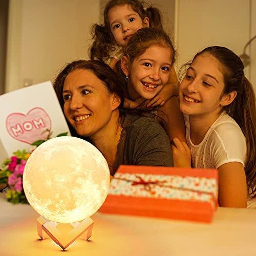 5.9" Mydethun Moon Lamp - Home Decor, with Brightness Control, LED Night Light, Bedroom, Living Room, Sleep Training Meditation, Birthday Gifts for Kids Women, with Wooden Base