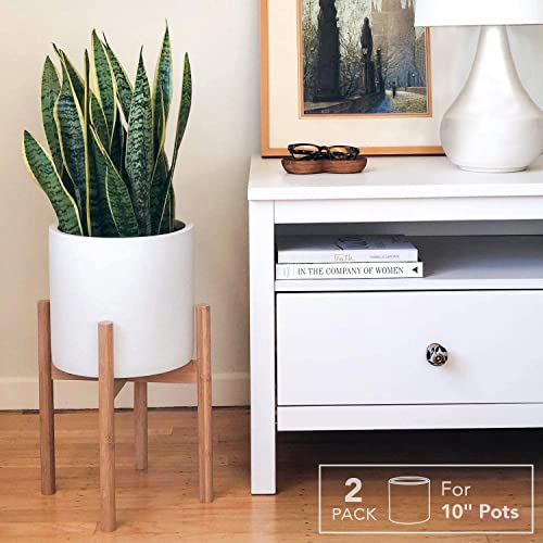 STNDRD. Bamboo Indoor Plant Stand 10-inch Round Planters 2-Pack