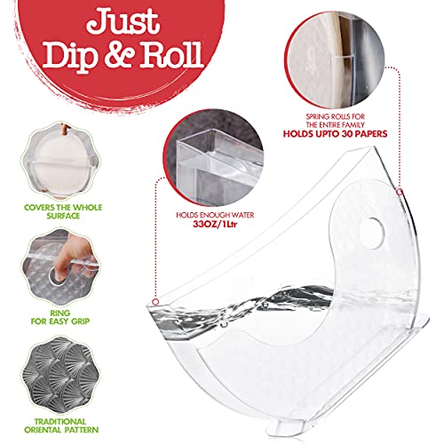 Oishi Tableware Rice Paper Water-Spring Roll Water Bowl,Rice Paper Holder for Rice Paper Wrappers for Spring Rolls,Summer Rolls. Spring Roll Maker,Banh trang holder 1 Pack Rice Paper Not Included