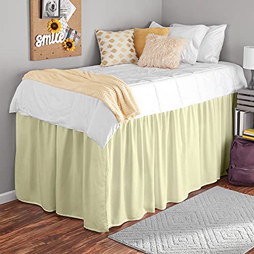 College Dorm Dust Ruffled Bed Skirt 600 Thread Count Ivory Twin Xl/34 Drop