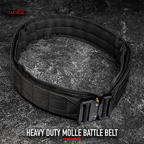 WOLF TACTICAL Molle Battle Belt Tactical Gun Belt Duty Belt 2” Size Large