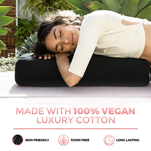 AJNA Yoga Bolster Pillow Organic Cotton Rectangular Shape Machine Washable Cover