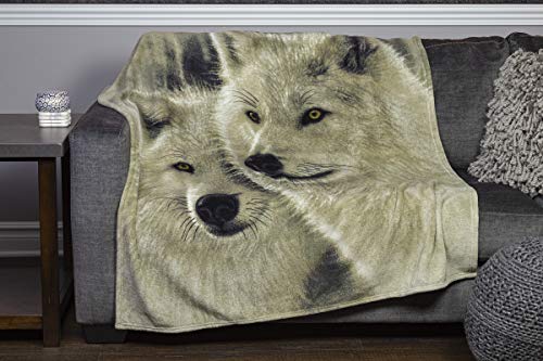 Dawhud Direct Sunlit Wolves Fleece Blanket for Bed 50" x 60", Soulmates Fleece Throw Blanket for Women, Men and Kids - Super Soft Plush Wolf Blanket Throw, Animal Print Blanket, Kids Fleece Blanket
