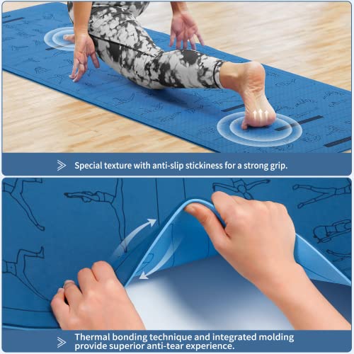 Instructional Yoga Mats with 150 Fade-proof Poses Printed on It for Beginners