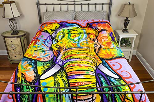 Dawhud Elephant Fleece Blanket 75x90 Inch Dean Russo Elephant