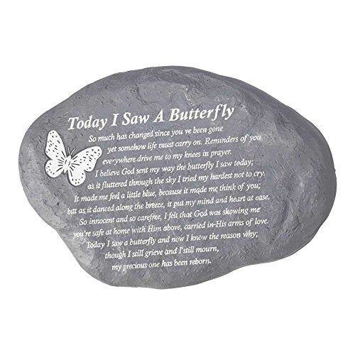 Today I Saw A Butterfly Pewter Gray 10 x 7 Inch Resin Stepping Stone Wall Plaque