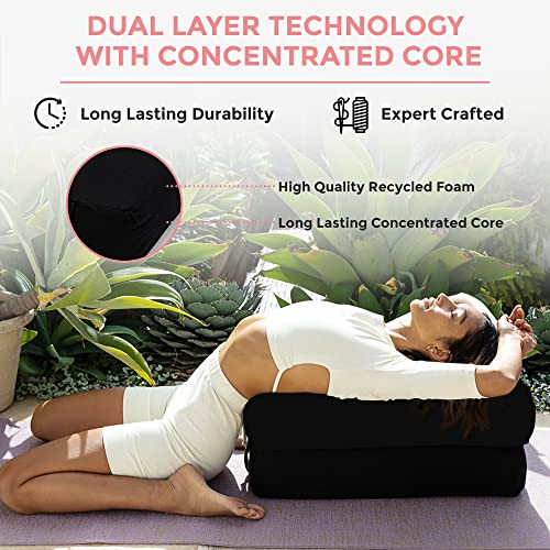 AJNA Yoga Bolster Pillow Organic Cotton Rectangular Shape Machine Washable Cover