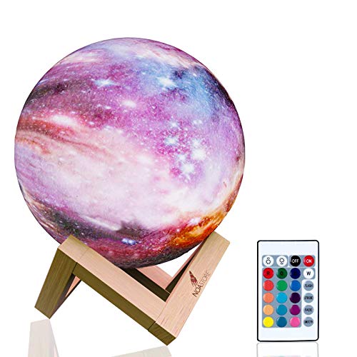 Noa Store Galaxy Moon Night Lamp - Night Light 16 Colors USB Charging, Touch and Brightness Control with Exclusive Stand
