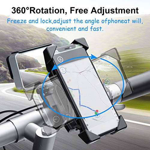 Bike Phone Mount, Adjustable Motorcycle Bike Phone Holder, Compatible with Gopro Cameras, 360° Rotation 4 and 6.5 inches