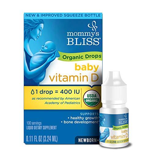 Mommy's Bliss Organic Baby Vitamin D Drops | Promotes Healthy Growth and Bone Development | Age Newborn+ | 0.11 Fl Oz (100 Servings)